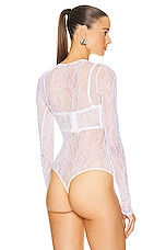 WARDROBE.NYC Lace Bodysuit in Off White, view 4, click to view large image.