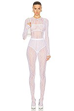 WARDROBE.NYC Lace Bodysuit in Off White, view 5, click to view large image.