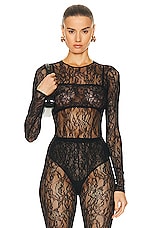 WARDROBE.NYC Lace Bodysuit in Black, view 1, click to view large image.