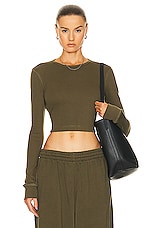 WARDROBE.NYC HB Long Sleeve Top in Dark Military, view 1, click to view large image.