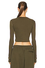 WARDROBE.NYC HB Long Sleeve Top in Dark Military, view 3, click to view large image.
