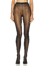 Wolford X Simkhai Sheer Pattern Tight in Black, view 1, click to view large image.