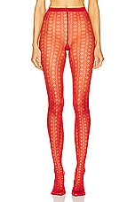 Wolford X Simkhai Sheer Pattern Tight in Red, view 1, click to view large image.