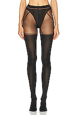 Wolford Garter Belt Tights in Black & Black, view 1, click to view large image.