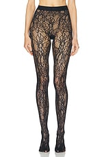 Wolford Floral Net Tights in Black, view 1, click to view large image.