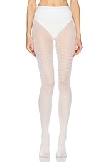 Wolford Grid Net Tights in White, view 1, click to view large image.