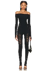 Wolford Dots Illusion Net Jumpsuit in Black FWRD