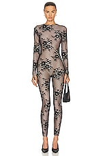 Wolford Pattie Jumpsuit in Vanilla Latte & Black, view 1, click to view large image.
