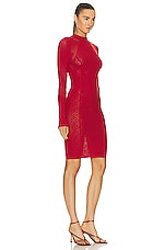 Wolford X Simkhai Warp Knit Mini Dress in Autumn Red, view 2, click to view large image.
