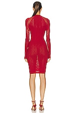 Wolford X Simkhai Warp Knit Mini Dress in Autumn Red, view 3, click to view large image.