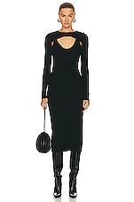 Wolford X Simkhai Contoured Rib Midi Dress in Black, view 1, click to view large image.