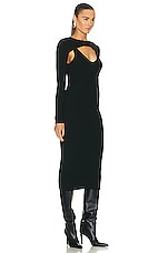 Wolford X Simkhai Contoured Rib Midi Dress in Black, view 3, click to view large image.