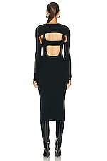 Wolford X Simkhai Contoured Rib Midi Dress in Black, view 4, click to view large image.