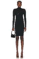 Wolford Sheer Opaque Dress in Black, view 1, click to view large image.