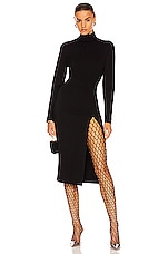 Wolford x Amina Muaddi Midi Turtleneck Slit Dress in Black FWRD