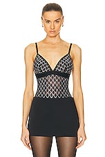 Wolford Logo Sparkle Bodysuit in Black, view 1, click to view large image.