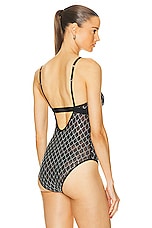 Wolford Logo Sparkle Bodysuit in Black, view 4, click to view large image.