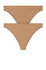 Wolford Individual Thong 2 Pack in Macchiato, view 1, click to view large image.