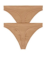 Wolford Individual Thong 2 Pack in Macchiato, view 2, click to view large image.
