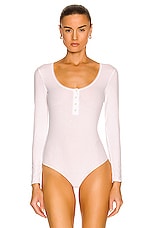 Wolford Henley String Bodysuit in White, view 2, click to view large image.