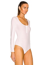 Wolford Henley String Bodysuit in White, view 3, click to view large image.