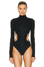 Wolford Alida String Bodysuit in Black, view 2, click to view large image.