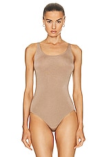 Wolford Jamaika Bodysuit in Mocha, view 2, click to view large image.
