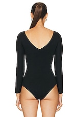 Wolford The Kimono Slit Bodysuit in Black, view 4, click to view large image.