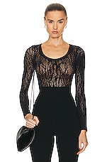 Wolford Snake Lace String Bodysuit in Black, view 1, click to view large image.