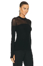 Wolford X Simkhai Contoured Rib Long Sleeve Top in Black, view 2, click to view large image.