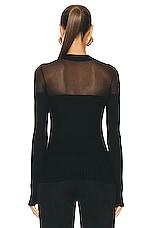 Wolford X Simkhai Contoured Rib Long Sleeve Top in Black, view 3, click to view large image.