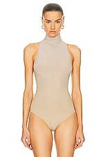 Wolford Fading Shine Bodysuit in Gold Shine, view 2, click to view large image.