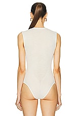 Wolford Aurora Rib Net Bodysuit in Ecrue, view 4, click to view large image.