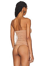 Wolford Fatal Draping String Bodysuit in Almond, view 4, click to view large image.