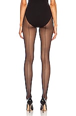 Wolford Individual 10 Back Seam Polyamide-Blend Tights in Black, view 1, click to view large image.