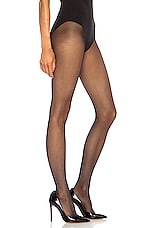 Wolford Individual 10 Back Seam Polyamide-Blend Tights in Black, view 4, click to view large image.