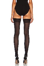 Wolford Velvet De Lux 50 Stay Up Polyamide-Blend Tights in Black, view 5, click to view large image.