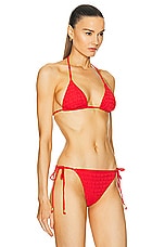 Wolford Logo Swim Triangle Bikini Top in Flame, view 2, click to view large image.