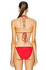 Wolford Logo Swim Triangle Bikini Top in Flame, view 3, click to view large image.