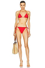 Wolford Logo Swim Triangle Bikini Top in Flame, view 4, click to view large image.