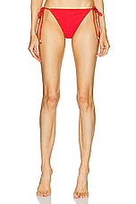 Wolford Logo Swim Side Tied Bikini Bottom in Flame, view 1, click to view large image.