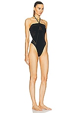Wolford Halter One Piece Swimsuit in Black, view 2, click to view large image.