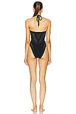 Wolford Halter One Piece Swimsuit in Black, view 3, click to view large image.