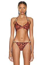 Wolford Built Up Traingle Gold Bubble Bikini Top in Bronze Print, view 1, click to view large image.