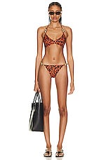 Wolford Built Up Traingle Gold Bubble Bikini Top in Bronze Print, view 4, click to view large image.