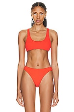 Wolford Scoop Neck Ultra Texture Bikini Top in Red Glow, view 1, click to view large image.