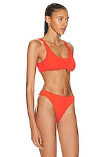 Wolford Scoop Neck Ultra Texture Bikini Top in Red Glow, view 2, click to view large image.