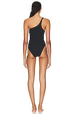 Wolford Ultra Texture High Leg One Piece Swimsuit in Black, view 3, click to view large image.
