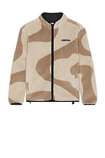 Whitespace Cinchable Sherpa Fleece Zip Up Jacket in Peyote & Taupe, view 1, click to view large image.