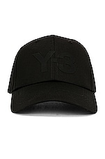 Y-3 Yohji Yamamoto Logo Cap in Black, view 1, click to view large image.